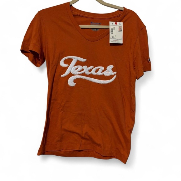 NWT Orange and white Texas Longhorns V-neck cotton t-shirt - Picture 1 of 6